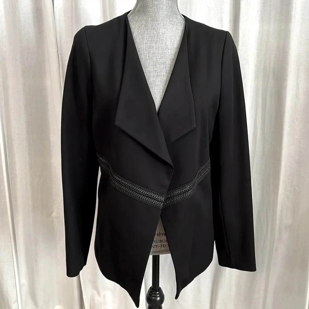 JULES & LEOPOLD NWOT Open Blazer Faux Leather Detail Lined, Size M